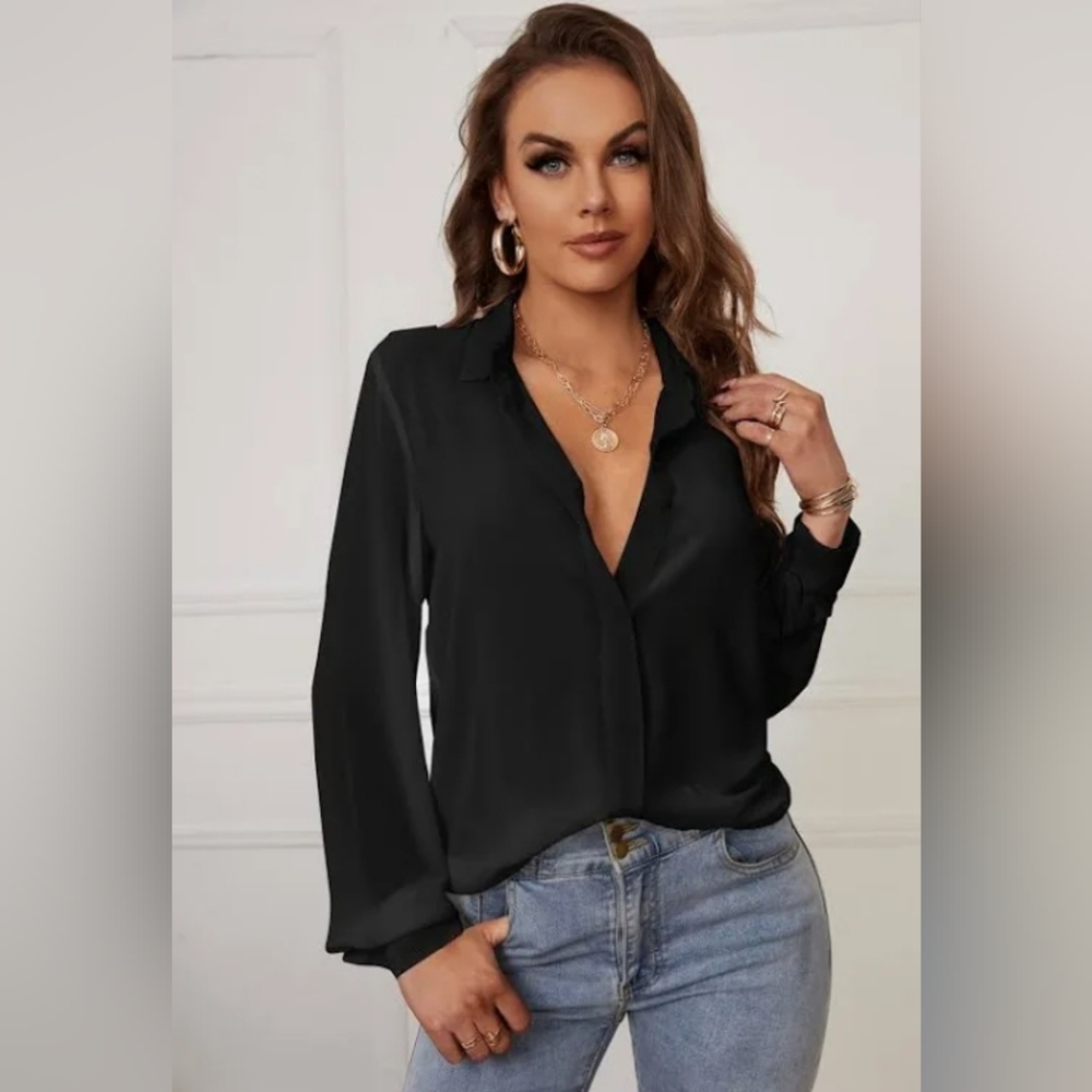 Shein long sleeve black blouse size M